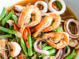 Frutti di mare z groszkiem cukrowym