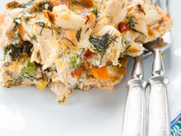 Omlet z kurczakiem i kurkami