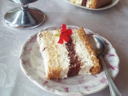 ciasto biszkotowe z masa smietankowo  kokosowa