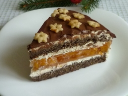 Ciasto makowe z galaretką i brzoskwiniami