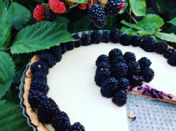 Tarta z zapiekanym jogurtem greckim i jeżynami