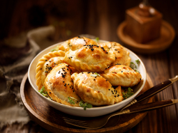 Pieczone pierogi z grzybami i kaszą gryczaną