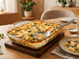 Zapiekane gnocchi z łososiem